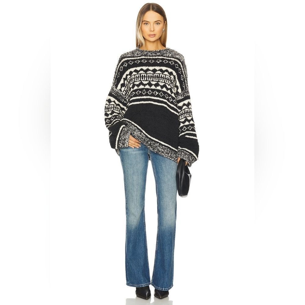 Free People Dani Pattern Sweater in Black Combo - Picture 4 of 10